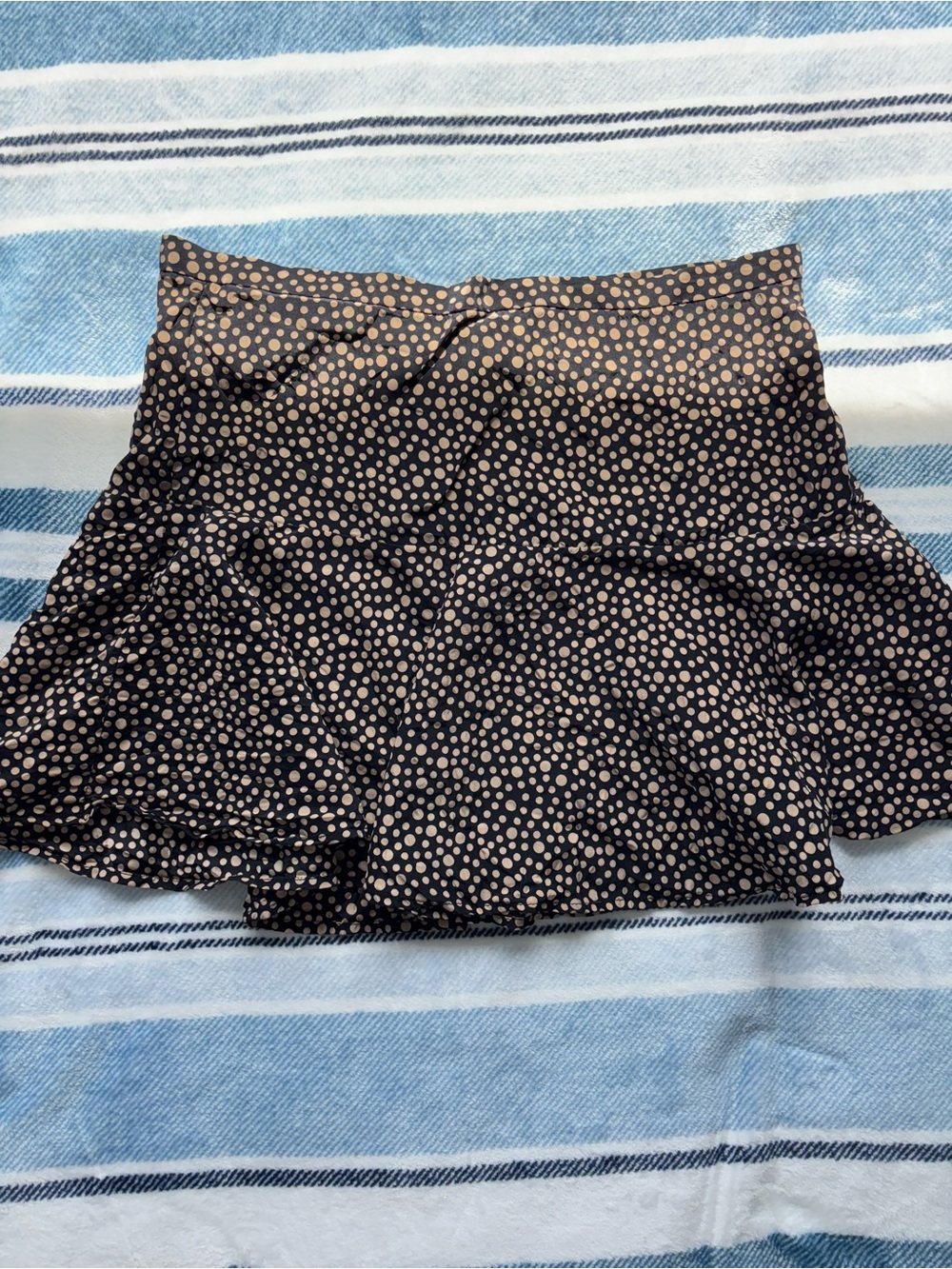 Black and Beige Polka Dot Skater Skirt